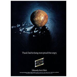 1993 Johnnie Walker Black Label Scotch Vintage Print Ad Baseball Broken WIndow